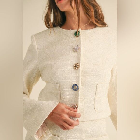 952. TWEED SKIRT AND JACKET SET WITH JEWEL BUTTONS!! - Picture 12 of 12